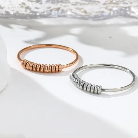 Edelstahl Anti Angst Drehende Perle Ring Für Damen Fidget Spinner Stressabbau Minimalistischer Schmuck Roségold Silber Ring