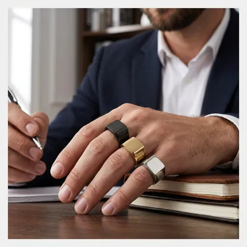 Chevalière Carrée en Acier Inoxydable Minimaliste pour Hommes Femmes Poli Lisse Or Argent Noir Bijoux de Mode Cadeau
