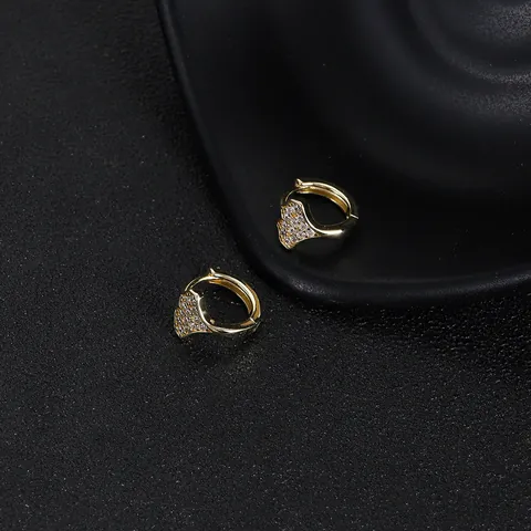 Fashion Copper Geometric Heart Flower Rhinestone Hoop Earrings For Women Western Style Gold Silver Plated Enamel Huggie Earring