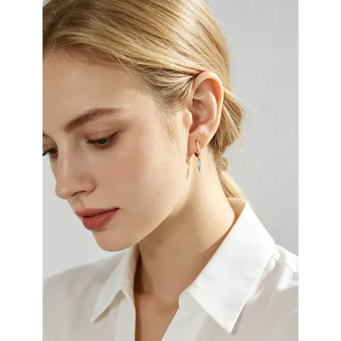 925 Sterling Silver Marquise Zirconia Huggie Hoop Earrings Gold Silver Plated Dangle Spike Earring Fashion Jewelry For Women