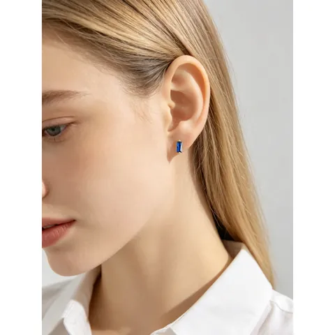 925 Sterling Silver Square Baguette Zirconia Stud Earrings For Women Minimalist Geometric Jewelry With Silver Earring Post