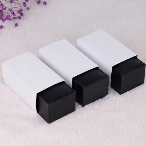Rechteckige Schwarze Manschettenknopfschachtel Lederimitat Papier Schmuck Geschenkverpackung Mit Klappdeckel Und Zuglasche Herren