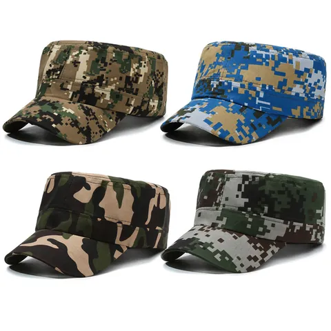Herren Outdoor Camouflage Militärmütze Polyester Flache Militärmütze Verstellbar Atmungsaktiv Sonnenschutz Training Patrol Mütze