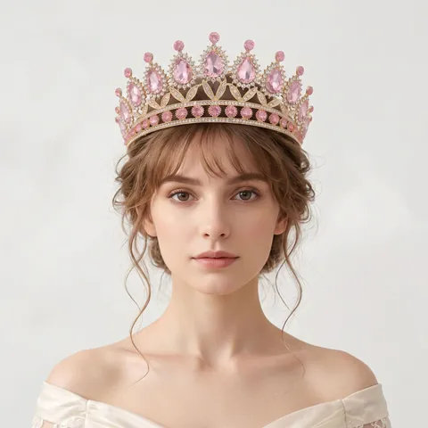 Strass Tiara Kroon Retro Barok Legering Hoofdtooi Bruiloft Bruid Feest Prom Luxe Elegant Vrouwen Haaraccessoires