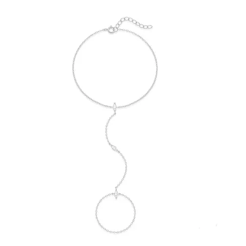 Bracelet de Main en Argent Sterling 925 avec Zircone pour Femme Bracelet Anneau avec Zircon Blanc Marquise Plaqué Or 18K Bijoux