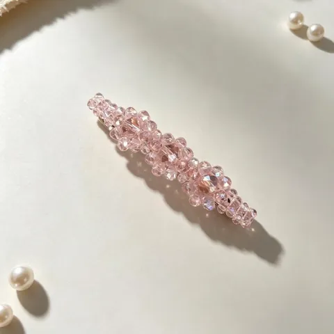 Rosa Kristall Perlen Haarspange Elegante Legierung Feder Barrette Für Frauen Süßen Koreanischen Stil Haarnadel