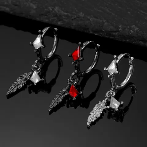 Alloy Rhinestone Star Hoop Earrings With 14k Gold Earring Post Asymmetric Feather Geometric Fashion Jewelry For Women