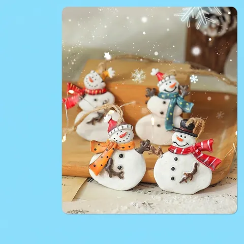 Weihnachtsbaum Anhänger Resin Dekoration Schneemann Lebkuchenmann Weihnachtsmann Schlitten Glocke Vintage Stil Mit Juteseil