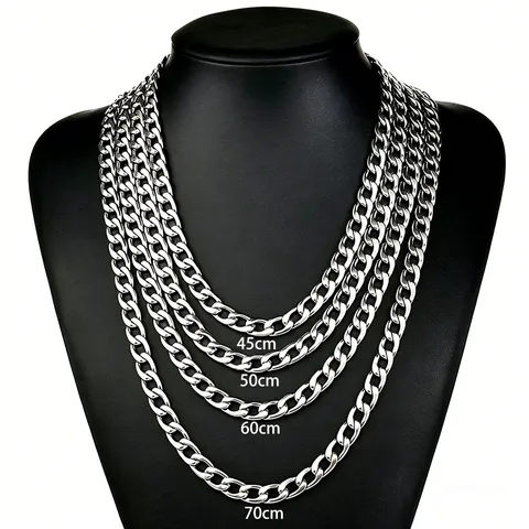 Stainless Steel Cuban Link Chain Necklace Bracelet Hip Hop Minimalist Jewelry For Men Women Polished Curb Chain Polished Accessory Gift