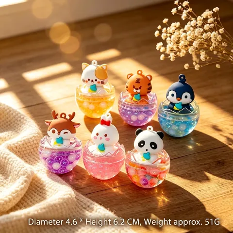 Lichtgevende Bubble Bead Wekker Vloeibaar Drijfzand Sleutelhanger Drijvend Kristal Hanger Tas Auto Sleutelhanger Cadeau