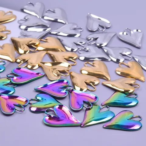 Stainless Steel Heart Charms Pendants For DIY Jewelry Making Sunburst Hollow Heart Necklace Earring Findings Gold Plated