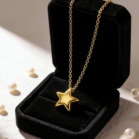 Parure de Bijoux Étoile en Acier Inoxydable Collier Pendentif Pentagramme Boucles d'Oreilles pour Femmes Accessoires Élégants