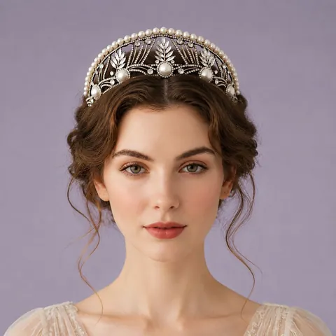 Vintage Palace Pearl Crown Tiara Baroque Style Wedding Party Elegant Headpiece Antique Gold Alloy Rhinestone Hair Accessories
