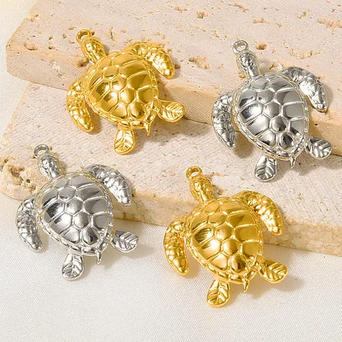 304 Stainless Steel Sea Turtle Pendant Animal Shape Necklace Accessory Vacuum 18K Gold Plated DIY Jewelry Making Finding Women