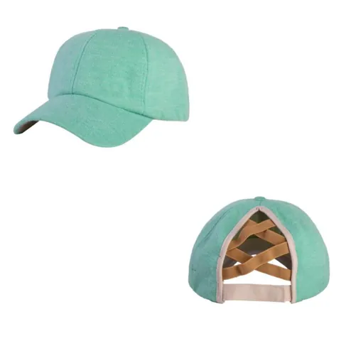 Berretto da Baseball da Donna con Coda di Cavallo Dorso Incrociato in Maglia di Acrilico Caldo Cappello Invernale per Sport all'Aperto