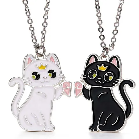 Cartoon Magnetische BFF Halsketting Set Voor Meisjes Legering Hart Splicing Schattige Dieren Emaille Vriendschap Hanger Sieraden