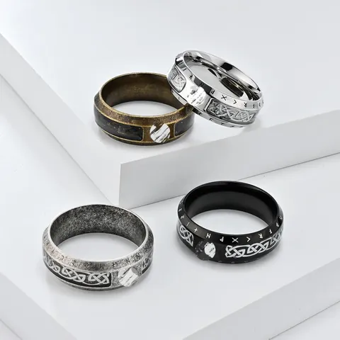 Vintage Noords Viking Runen Levensboom Roestvrij Stalen Ring Heren Keltische Knoop Bandring Mythologische Symbolen Sieraden Cadeau