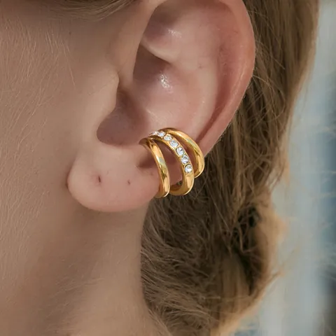 18K Gold Plated Stainless Steel Spiral Ear Cuffs For Women Non-Pierced Rhinestone Clip-on Earrings Fashion Jewelry Gift