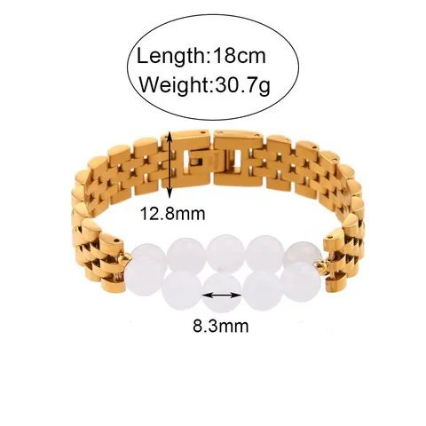 Bracciale a Catena in Acciaio Inossidabile Placcato Oro 18K Stile Occidentale per Donna Moda Strass Perla Artificiale Collana Gioielli