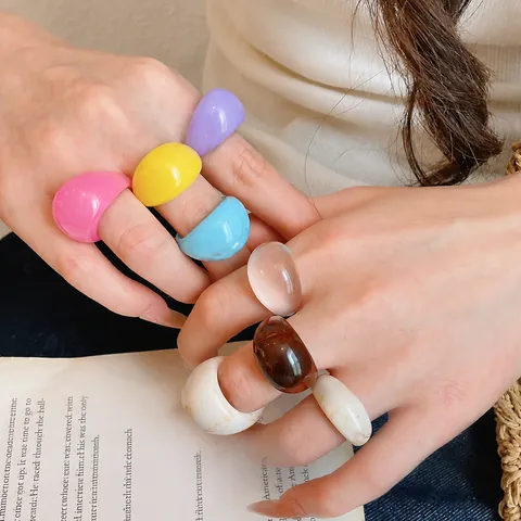 Geometric Resin Chunky Ring For Women Trendy Colorful Multicolor Tie Dye Dome Ring Minimalist Fashion Commute Finger Ring Jewelry Gift