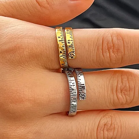 Vintage Kupfer Lineal Skala Offener Ring Einstellbar Kreative Schraubenschlüssel Zange Werkzeug Ringe Umarmung Gesicht Schmuck Damen