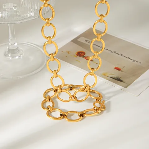 Minimalist Stainless Steel Geometric Circle OT Buckle Necklace Gold Plated Chain Luxurious Jewelry For Women Dating Accessories Gift