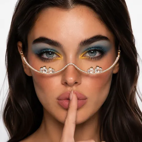 Montura de Gafas con Diamantes de Imitación de Corazón de Moda Exagerada de Cobre Decorativo Personalizado para Mujeres Accesorios de Joyería de Fiesta de Boda