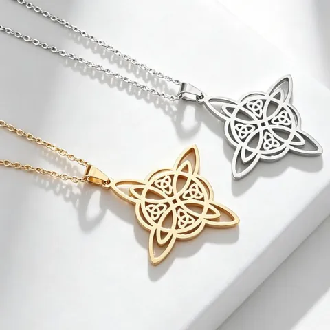 Hexenknoten Halskette Aus Edelstahl Für Damen Herren Keltischer Knoten Geometrischer Anhänger Gotischer Schmuck Alltag Geschenk