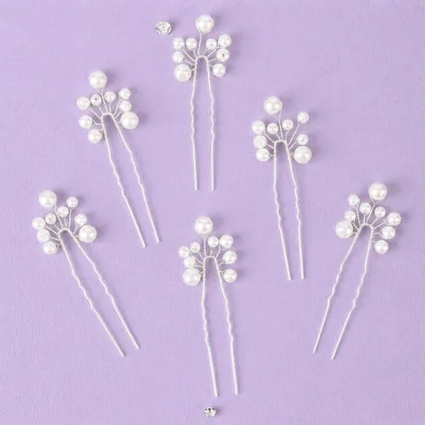 Wedding Bridal Hair Pins Set Gold Leaf Artificial Pearl U-Shaped Hair Sticks For Women Elegant Handmade Hair Accessories