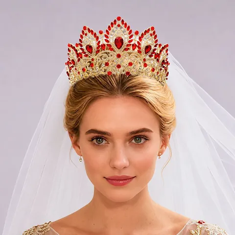 Luxury Baroque Alloy Rhinestone Bridal Crown Tiara For Wedding Pageant Banquet Vintage Gold Crystal Hair Accessories