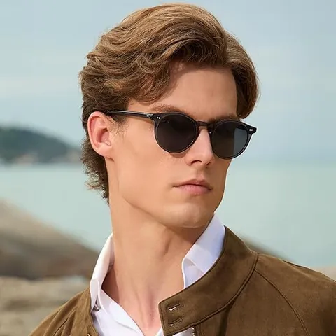 Gafas De Sol Redondas Retro Polarizadas Protección UV400 Montura De Plástico Con Decoración De Remaches Estilo Vintage Para Viaje