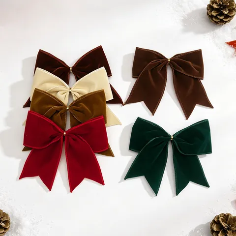 Large Velvet Christmas Bows Handmade DIY Tree Topper Garland Decoration Festive Red Green Black Brown Swallowtail Bows