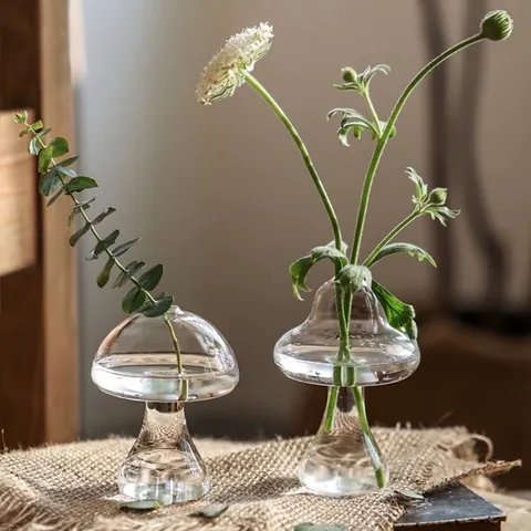 Vaso In Vetro A Fungo Trasparente Idroponica Vaso Da Fiori Decorazione Da Tavolo Stile Nordico Arredamento Casa