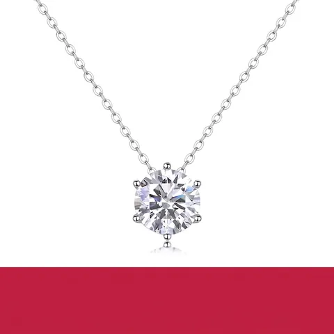 Luxury 925 Sterling Silver Moissanite Pendant Necklace Six-Prong Round D Color 3EX Cut Brilliant Diamond Style Clavicle Chain Jewelry For Women