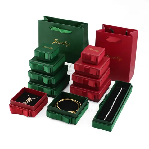 Set di Scatole Regalo per Gioielli con Fiocco per Anelli Collane Bracciali Colori Multipli Scatola di Imballaggio in Cartone con Nastro e Stampa di Lettere di Gioielli