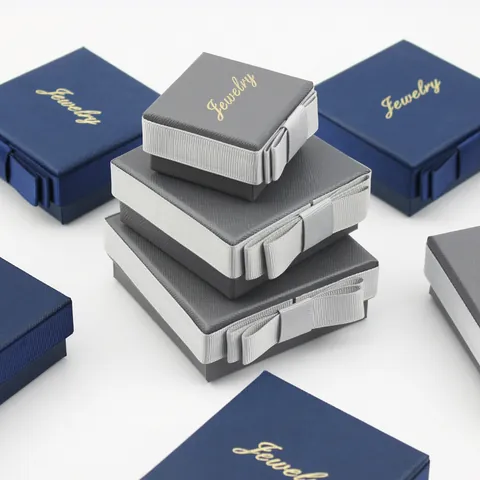Set di Scatole Regalo per Gioielli con Fiocco per Anelli Collane Bracciali Colori Multipli Scatola di Imballaggio in Cartone con Nastro e Stampa di Lettere di Gioielli
