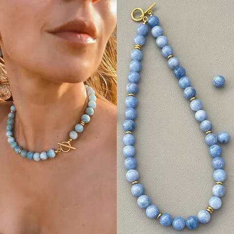 18K Vergoldet Titanstahl Naturstein Perlenkette Für Damen Vintage Knebelverschluss Armband Und Ohrringe Schmuck