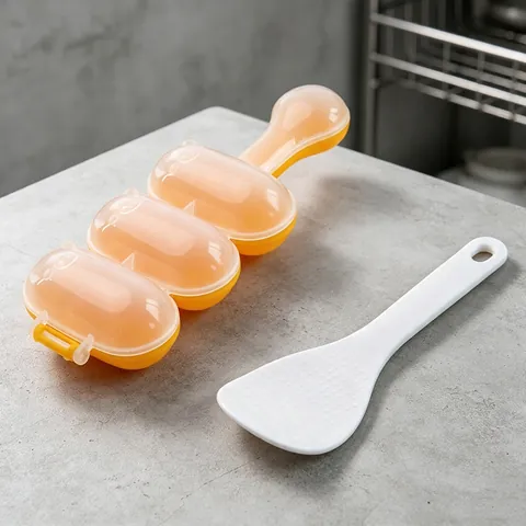 DIY Rice Ball Maker Shaker Mold Triple Spherical Sushi Meatball Maker With Rice Spoon For Kids Kitchen Bento Accessories
