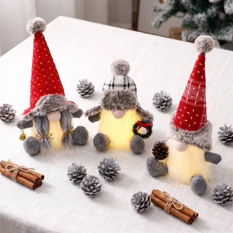 Gnomo Di Natale In Peluche Luminoso LED Tomte Svedese Senza Volto Rudolf Nordico Decorazione Per Casa Vacanze