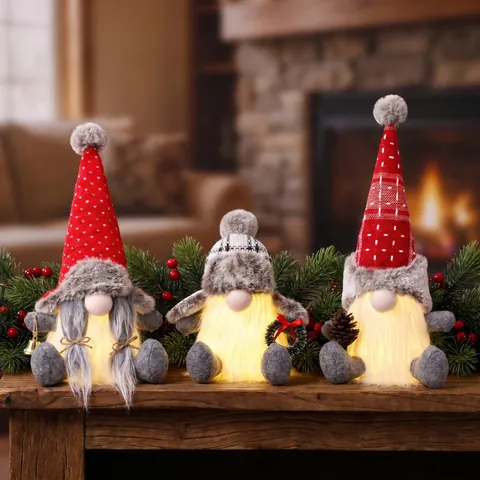 Gnomo Di Natale In Peluche Luminoso LED Tomte Svedese Senza Volto Rudolf Nordico Decorazione Per Casa Vacanze