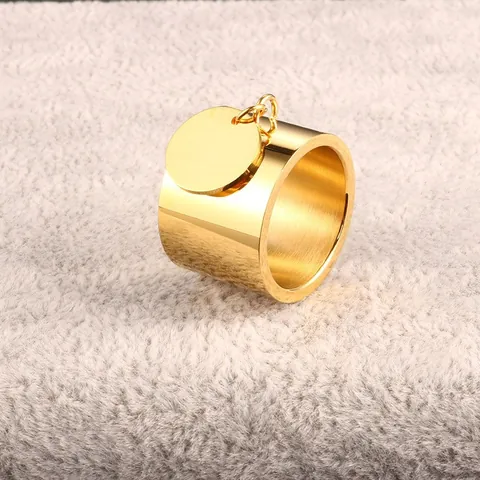Minimalist Stainless Steel Ball Pendant Ring Gold Silver High Polished Dome Ring For Women Fashion Commute Jewelry