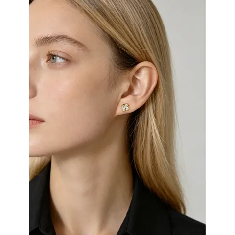 S925 Sterling Silver Flower Stud Earrings With Colorful Zirconia Inlaid Minimalist Screw Back Ball Earring For Women Jewelry