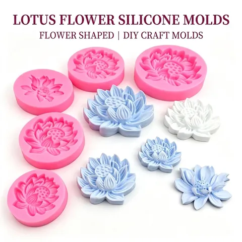 Lotus Flower Silicone Mold Flexible Detailed Floral Shape For Chocolate Fondant Cake Aromatherapy Candle Soap DIY Crafting Tool