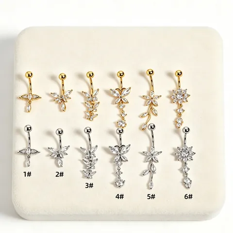 316L Stainless Steel Zirconia Butterfly Navel Piercing Ring Sexy Tassel Dangle Belly Button Ring For Women Body Jewelry