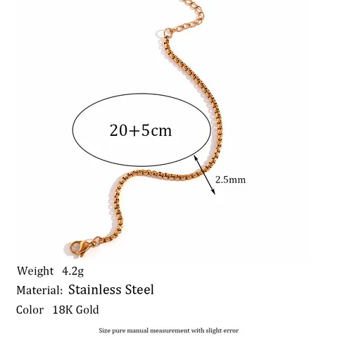 Collier Chaîne Box en Acier Inoxydable 316L Minimaliste pour Femmes Plaqué Or 18K Argent Bijoux de Chaîne DIY
