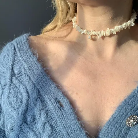 Bohemian Natural Shell Beaded Necklace With Turquoise Stainless Steel 18K Gold Plated Heishi Disk Beads Choker For Women