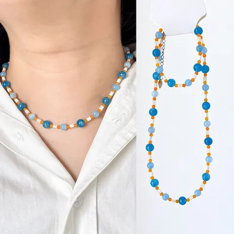 Contrast Kralen Natuursteen Schelp Ketting Armband Roestvrij Staal 18K Verguld Hart Bedel Boheems Sieraden Voor Vrouwen