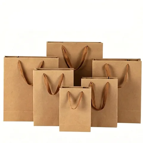 Bolsa de Regalo de Papel Kraft de Cartulina Blanca Moderna Minimalista Color Sólido Bolso de Mano Portátil para Ropa Compras Embalaje Recuerdos de Fiesta Bolsa de Almacenamiento