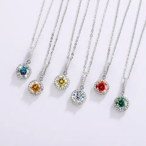 S925 Sterling Silver Round Halo Snowflake Moissanite Pendant Necklace For Women Elegant Jewelry With GRA Certificate