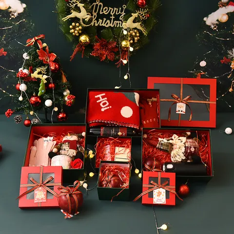 Kerstvenster Geschenkdoos Met Lintstrik Voor Snoep Appel Verpakking Feestelijke Harde Kartonnen Geschenkdoos